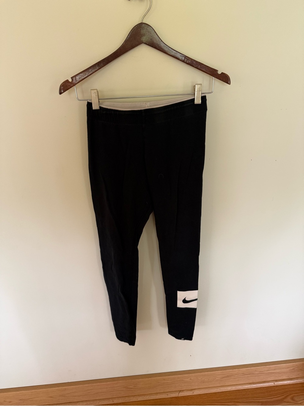 Nike Black Leggings with White Swoosh Patch